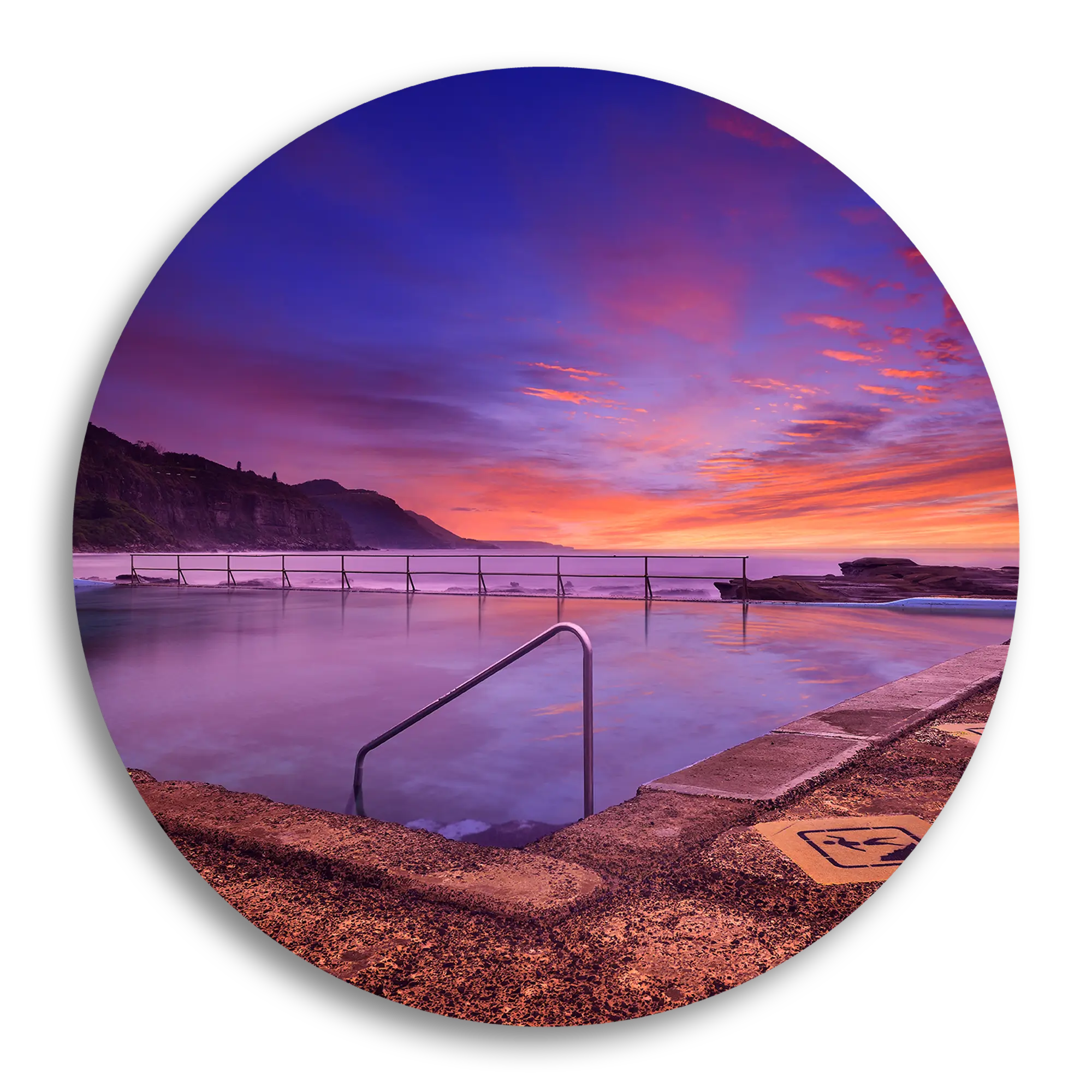 Sunrise Ocean Bath - Circle Wall Art